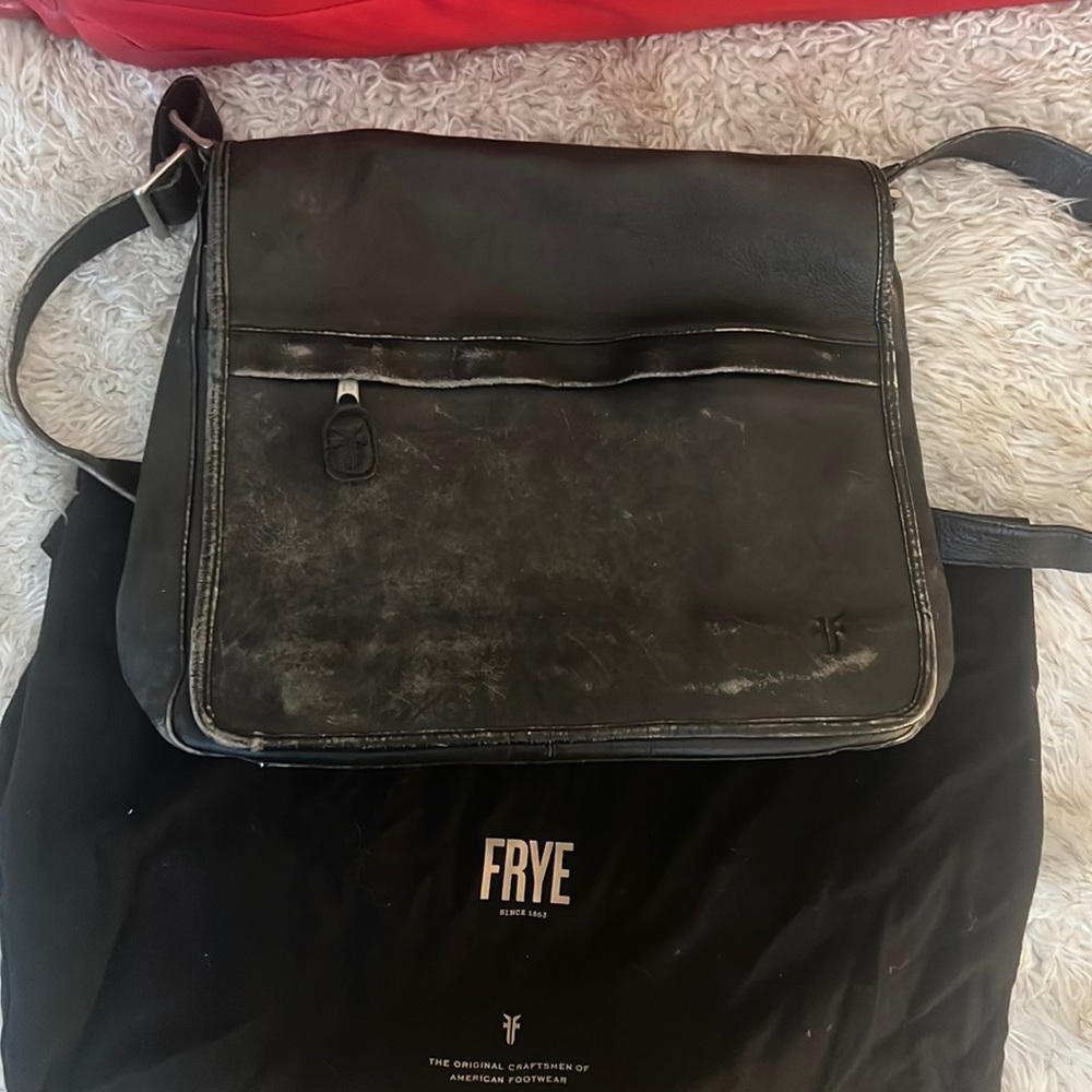 Distressed Frye messenger bag